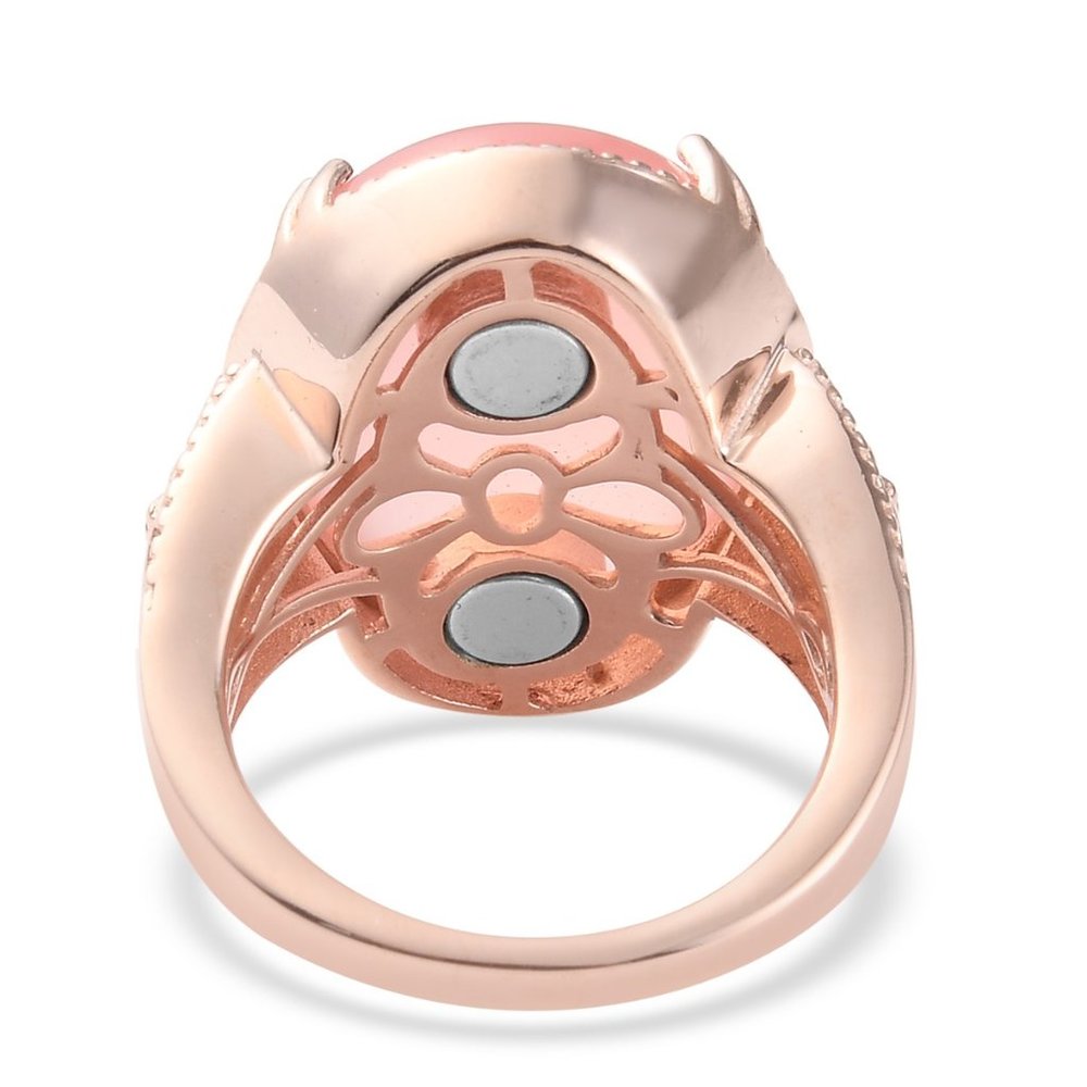 Enhanced Pink Chalcedony Solitaire Ring - image 4